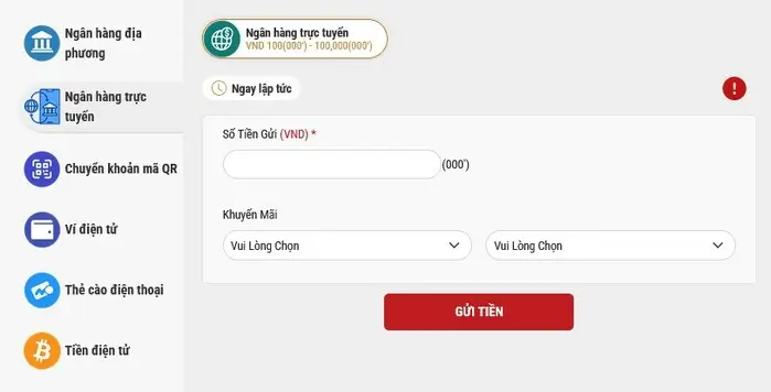 Nạp tiền 12bet qua ngân hàng trực tuyến